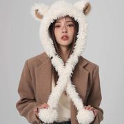 レディース帽子　羊　ファー　もこもこ　デザイン　韓国ファッション　秋冬　INS　リボン