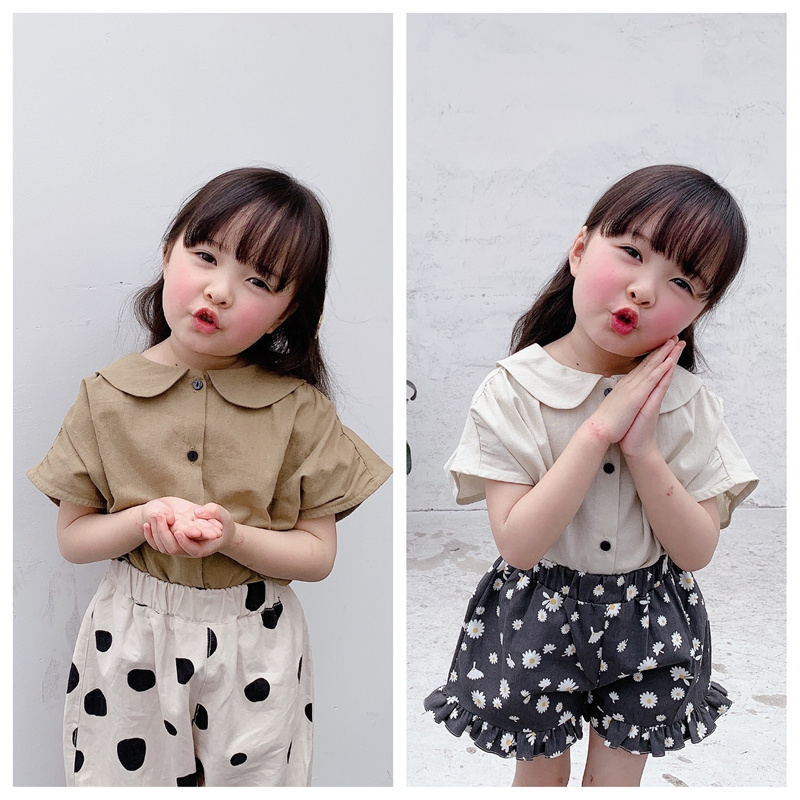 2022年 夏の新作  女の子 半袖 シャツ コットン半袖 韓国の子供服