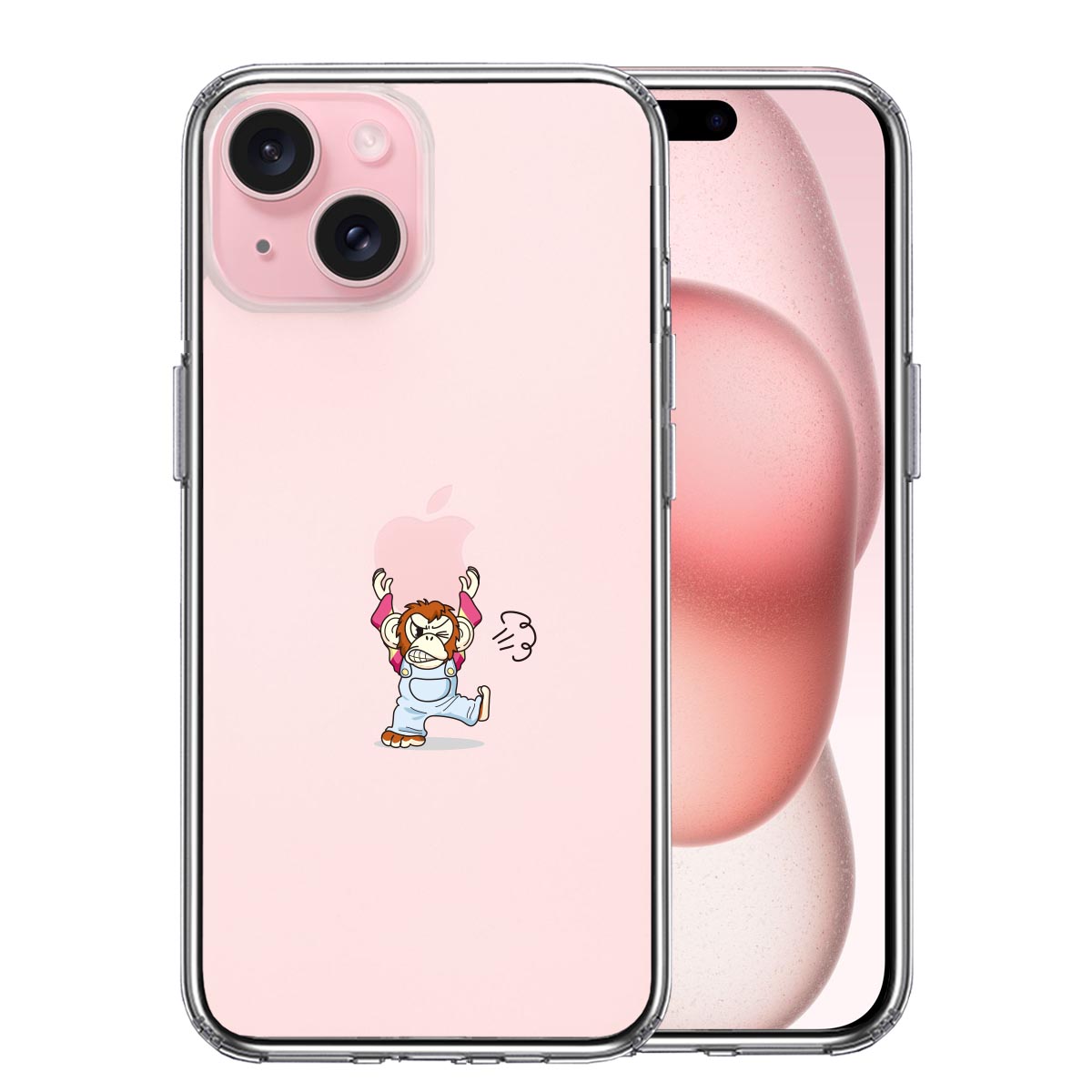 iPhone 15 Plus 側面ソフト 背面ハード ハイブリッド クリア ケース チンパンジー アップル 重量挙げ ユニバーサル・アーツ 株式会社  問屋・仕入れ・卸・卸売の専門【仕入れならNETSEA】