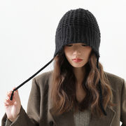 レディース帽子　ニットキャップ　リボン付き　韓国ファッション　秋冬　かわいい