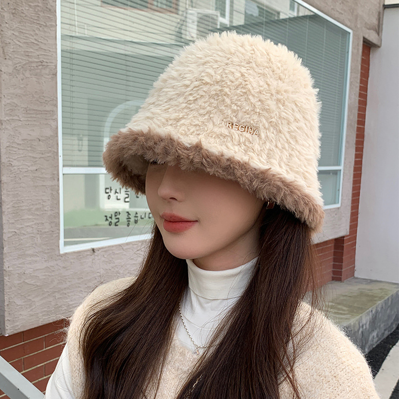 レディース帽子　ニットキャップ　ファーバケットハット　韓国ファッション　秋冬　全5色