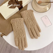 レディースニット手袋　韓国ファッション　秋冬　かわいい　厚手　デザイン