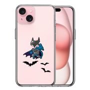 iPhone 15 Plus 側面ソフト 背面ハード ハイブリッド クリア ケース 映画パロディ 蝙蝠男