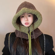レディース帽子　ニットキャップ　バラクラバ　リボン付き　韓国ファッション　秋冬　全5色