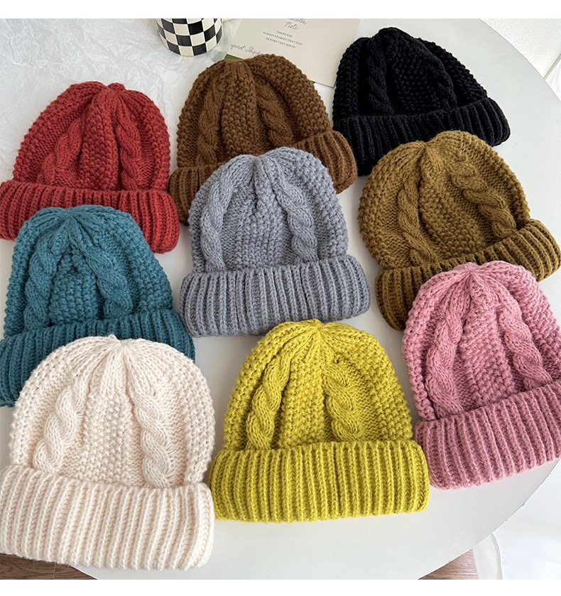 レディースニット帽子　キャップ　シンプル　暖か　防寒　冬物　韓国風