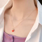 いちごのネックレス ストロベリーペンダント 鎖骨ネックレス 韓国ファッション いちごのアクセサリー