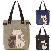 かわいい猫のキャンバスバッグ レディースハンドバッグ ファッション キャンバスバッグ ショルダーバッグ