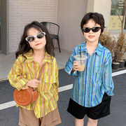 子供用シャツ ファッションストライプシャツ 春の長袖トップ 韓国の子供服