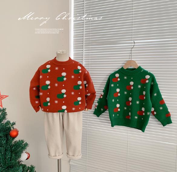 人気 クリスマス 韓国風子供服 トップス ニットセーター ベビー服 キッズ 長袖 かわいい2色