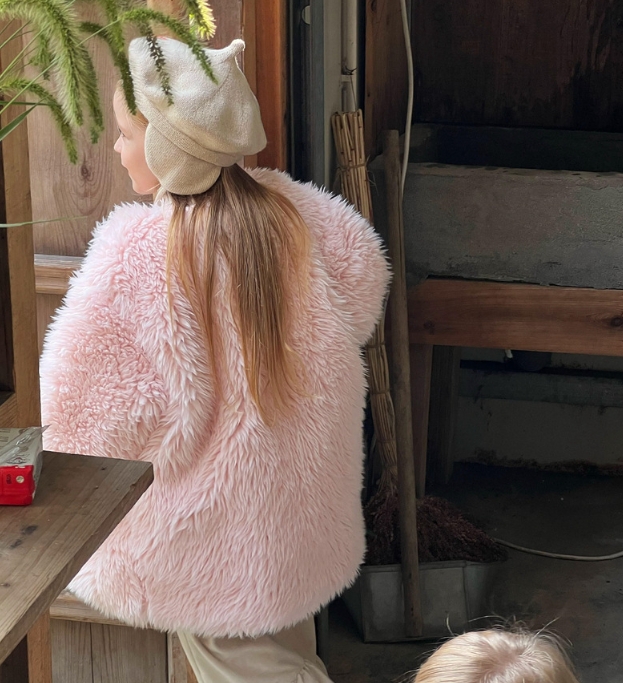 冬新作  韓国風子供服   もふもふ   コート  女の子  可愛い  長袖  ピンク