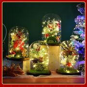 クリスマス クリスマスツリー ガラスドーム ミニクリスマスツリー USB給電式 LEDライト 4色
