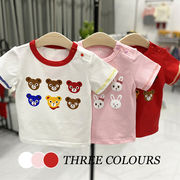 【在庫処理セール】【24H即納可】韓国風子供服  カラーバリＴシャツ　お熊さん　カートゥーン　可愛い