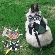 ウサギ 服 ハーネス PU リードセット 簡単着脱 迷子防止 牽引ロープ 記念撮影 小動物 ペット服