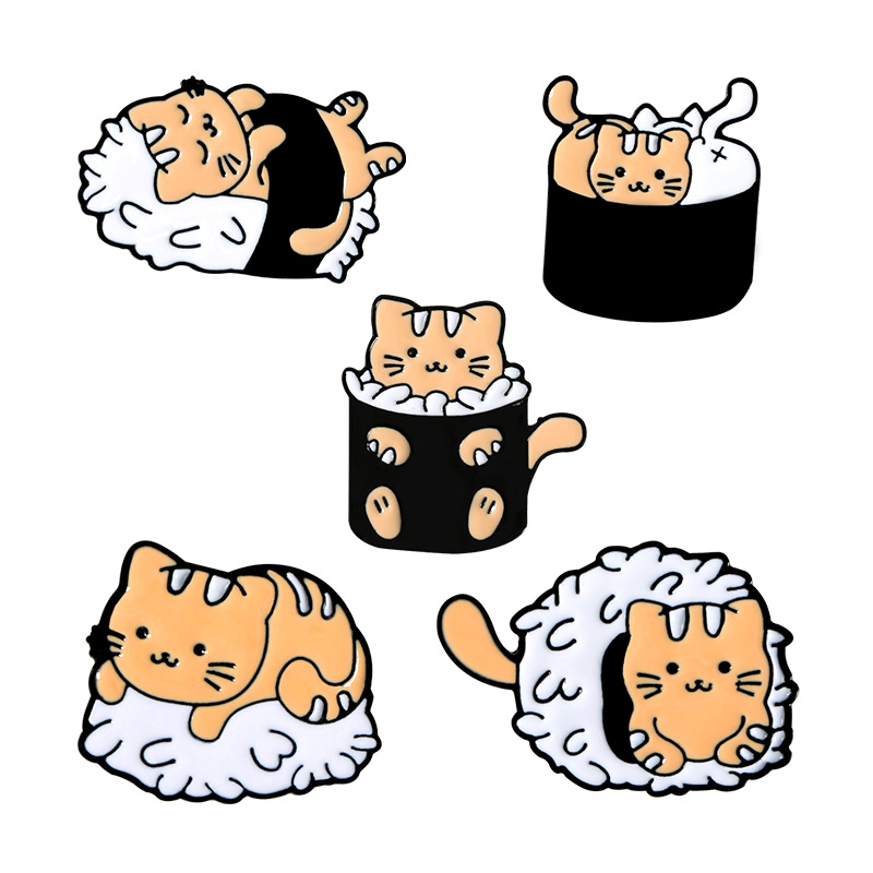 かわいい 猫ブローチ 寿司猫  タックピン ブローチ バッジ 猫アクセサリー