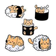 かわいい 猫ブローチ 寿司猫  タックピン ブローチ バッジ 猫アクセサリー