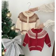 クリスマス  新作 韓国風子供服  ベビー  ニット  トップス  セーター   コート カーディガン   2色