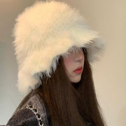 ニット帽子　バケットハット　ファー　レディース　韓国ファッション　デザイン　秋冬　6colors