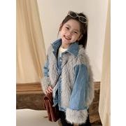 ★Girls★　子供ジャケット　90~150cm　デニムファー付きジャケット　韓国キッズファッション