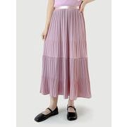プリーツスカート　ロングスカート　デザイン　着痩せ　韓国ファッション　5colors　