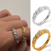 新作 欧米 アクセサリー  人気の ジルコン指輪  ステンレス鋼 14k ゴールドメッキ 女性のリング