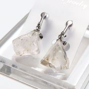 【現品限り】イヤリング　ザギマウンテンクォーツ　ネジバネ式　パキスタン産　ステンレス　シルバー