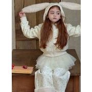 秋冬新作 韓国風子供服  ベビー服  うさぎ  男女兼用  セットアップ 花柄  カジュアル  2色