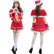 クリスマス衣装クリスマスコスプレ衣装成人女性赤い肩掛けワンピースセット
