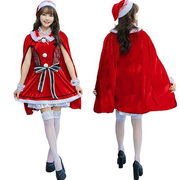 クリスマス衣装クリスマスコスプレ衣装成人女性赤いマントワンピースセット