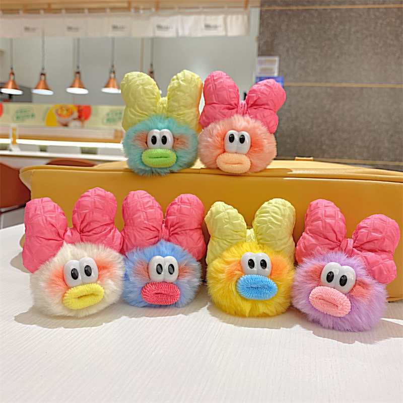 6色 ぬいぐるみキーホルダー 蝶結び 大きな目の人形