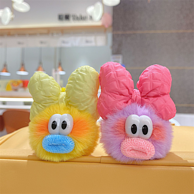 6色 ぬいぐるみキーホルダー 蝶結び 大きな目の人形 キーホルダー