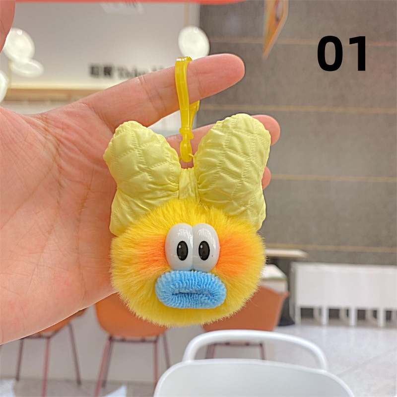 6色 ぬいぐるみキーホルダー 蝶結び 大きな目の人形 キーホルダー