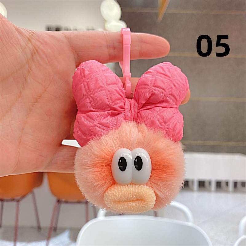 6色 ぬいぐるみキーホルダー 蝶結び 大きな目の人形