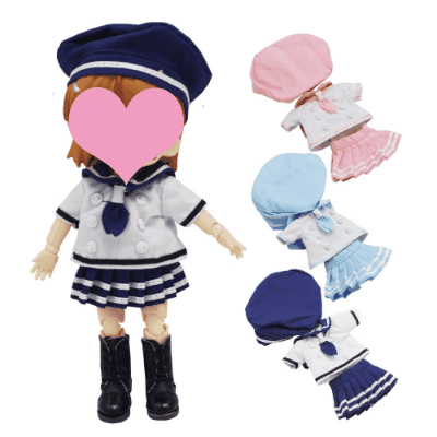 ドール用衣装 人形doll 着せ替え ob11/BJD/molly/ymy/GSC セーラー服 帽子+シャツ+パンツ スカート