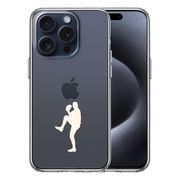 iPhone15 Pro 側面ソフト 背面ハード ハイブリッド クリア ケース 野球 ピッチャー ホワイト