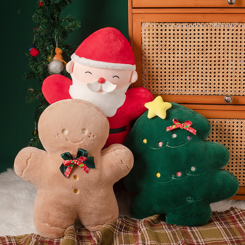 サンタクロース クリスマスツリー クリスマスソックス ジンジャーブレッドマン 雪だるま ぬいぐるみ 枕