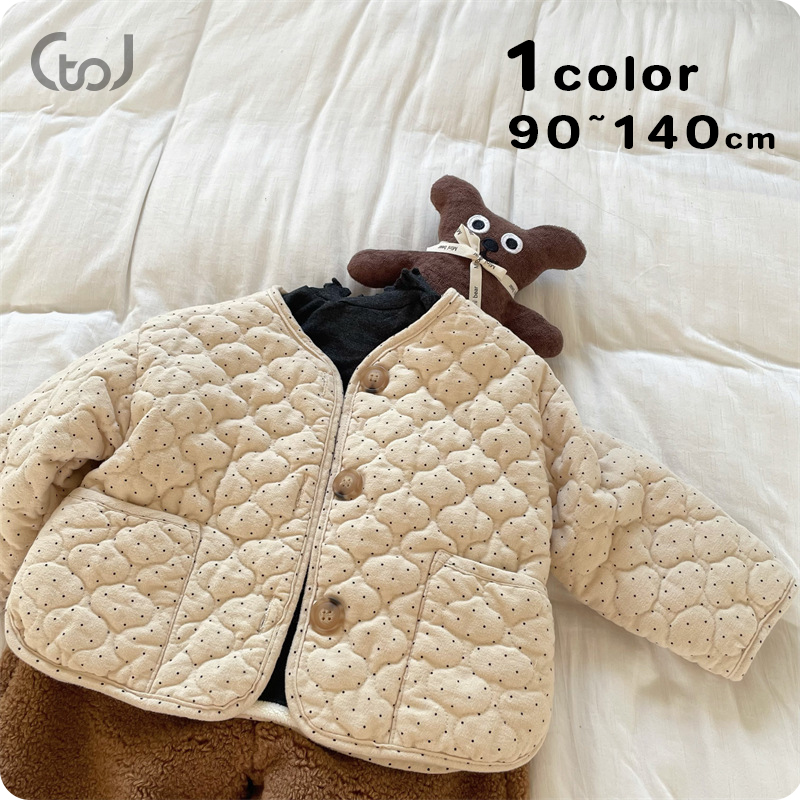 ★Girls★　ドット柄子供ジャケット　90~140cm　キルティングコート　韓国キッズファッション