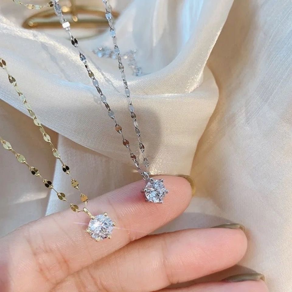 日本と韓国のファッションダイヤモンドペンダントネックレス高級レディースシンプルネックレス