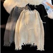 秋冬 メンズ トップス セーター  ニット ダメージ加工