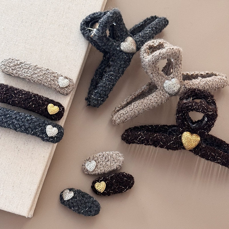 ツイードヘアピン バンスクリップ ヘアアクセサリー レディース