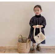2024春 韓国風子供服  ベビー服 コーデュロイ  ワンピース  長袖  裹起毛
