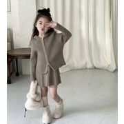 キッズ服     韓国風子供服    ニット    セーター+スカート    2点セット