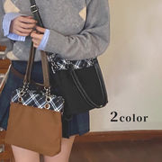 ショルダーバッグ　鞄　チェック柄　レディース　ナイロン　韓国ファッション　2colors