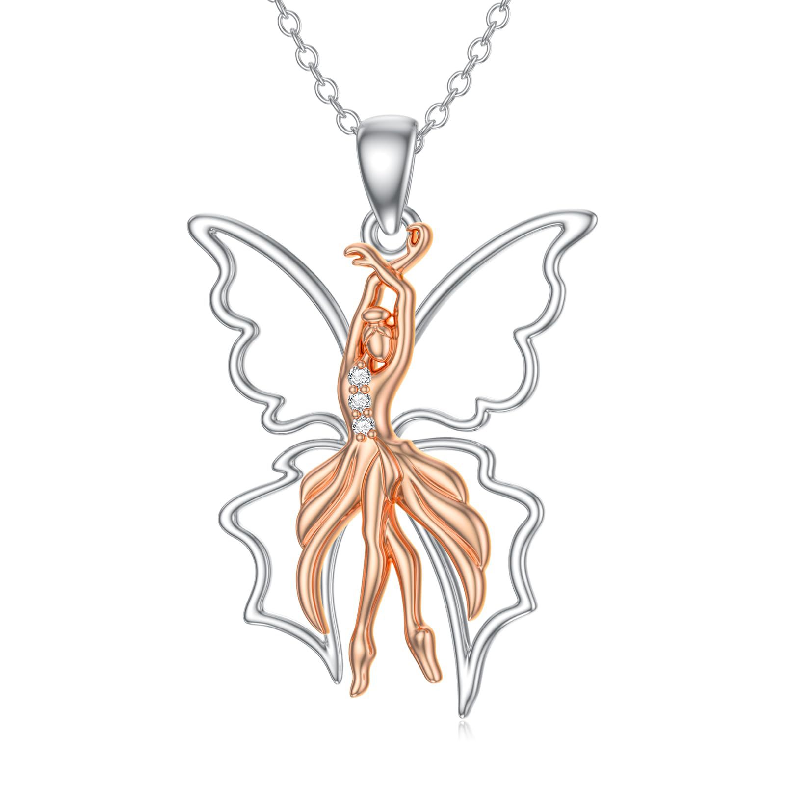 バレエ ペンダント 蝶のネックレス ラインストーンがちりばめられた ファッション ネックレス