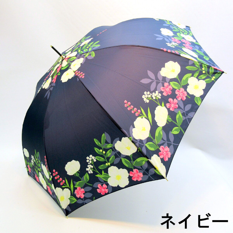 【雨傘】【長傘】風に強い耐風タイプ◎フローラルペインティング柄・軽くてさびにくいジャンプ雨傘