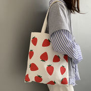 かわいい いちごのバッグ 女性用トートバッグ いちご柄キャンバスバッグ  ショルダーバッグ いちごの雑貨