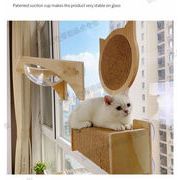 【送料無料】猫 ハンモック 窓 宇宙船 吸盤式 ベッド ステップ 組立簡単 日光浴 キャット 木製 爪研ぎ