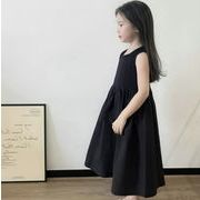 2024夏新作  韓国風子供服  ベビー服  袖なし  ワンピース  カジュアル  女の子  2色