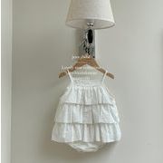 2024 ins  韓国風子供服 ベビー服  赤ちゃん  ロンパース  刺繍   キャミソール ホワイト