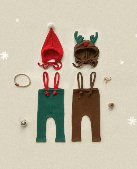 クリスマス 子供服 ズボンの帽子 66～90cm 2色ins