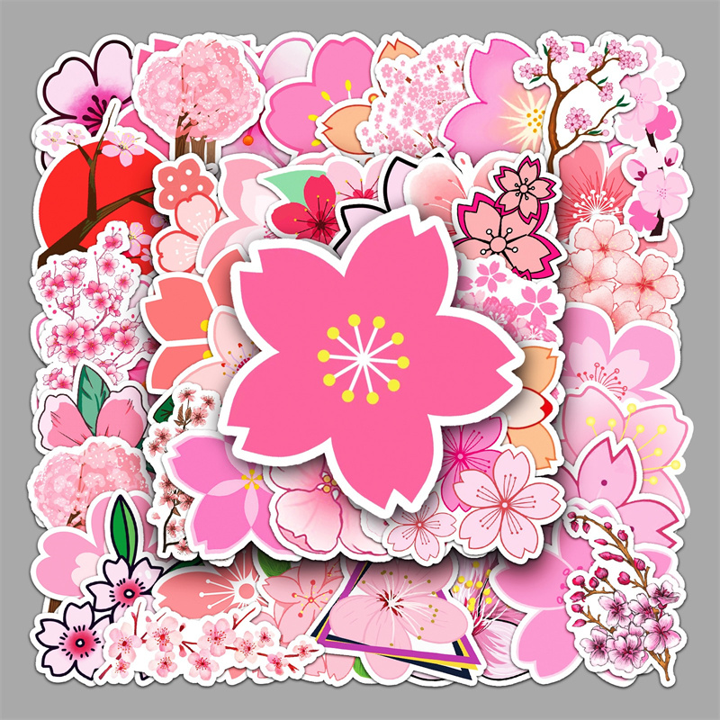 50枚入り　桜  ステッカー  かわいい    手帳シール 防水  和風  手帳素材  Sakura  花　サクラシール